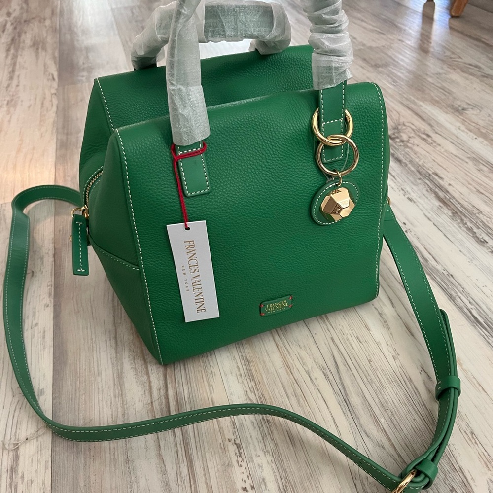 NWT Frances Valentine Tumbled Leather Sabrina satchel. Color:Grass (Green)